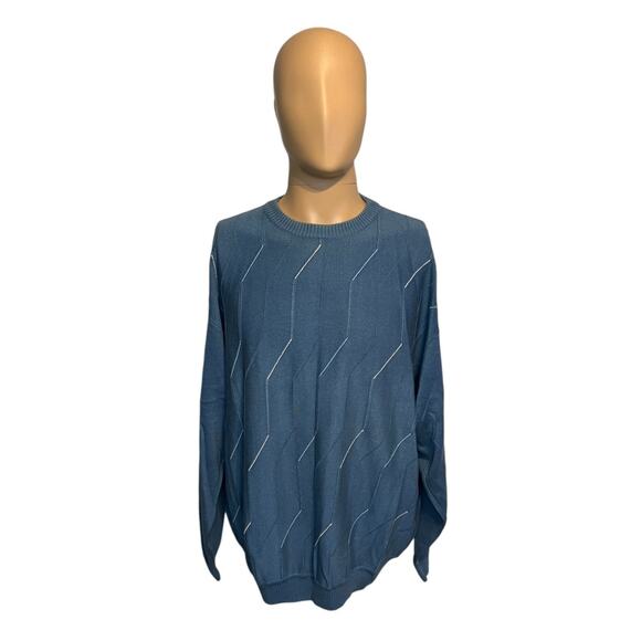 Vintage St. Croix Shop Coogi Style Pullover Sweater Cozy Knit Mens Sz Large Blue - Picture 2 of 8